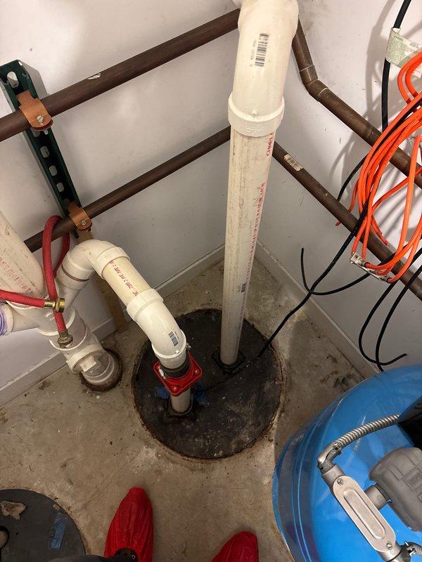 Completed comprehensive VIP maintenance inspection including water heater tank assessment, sump pump system evaluation, and residential plumbing infrastructure review. All components were photographed and documented, with copper piping connections, shut-off valves, PVC drainage system, and mechanical equipment verified to be in proper working condition.
