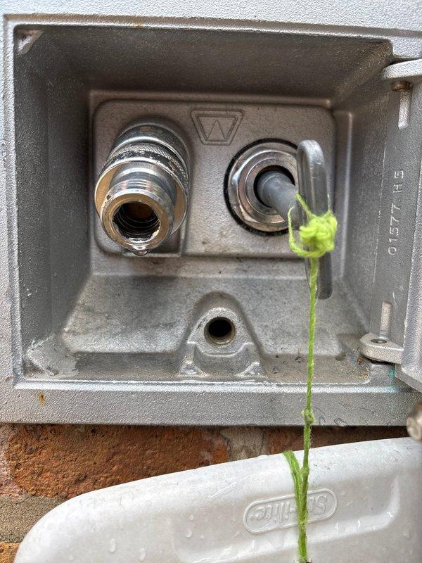 Adjusted booster pump pressure setting to 99 psi to restore proper water pressure to the system. Unit was previously not delivering adequate pressure, and adjustment resolved the issue.