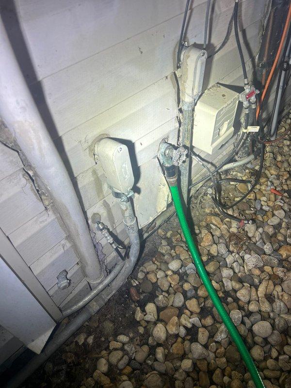Responded to water leak at backyard spigot. Upon inspection, identified leaking hose bib at exterior foundation area. Replaced faulty spigot with new frost-free sillcock, ensuring proper seal and connection to copper supply line. Tested system under full pressure to verify leak was eliminated and proper operation was restored.