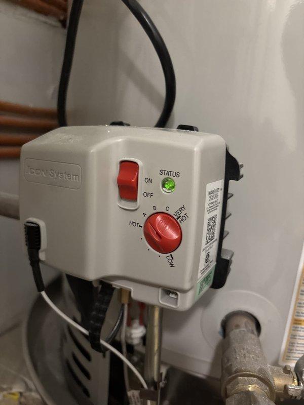 Completed warranty replacement of flammable vapor sensor on water heater to restore hot water functionality. Sealed ejector pump lid as a courtesy service, as it was identified as a potential source of vapor detection issues. Verified proper operation of LEGEN control system and confirmed hot water restoration upon completion.