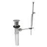 Coordinated building water shutdown during scheduled morning window to complete bathroom faucet and drain assembly replacement. Installed new chrome-finished single-handle faucet with curved spout design and matching pop-up drain assembly, including lift rod mechanism and linkage components. All fixtures tested for proper operation and leak-free performance upon restoration of water service.