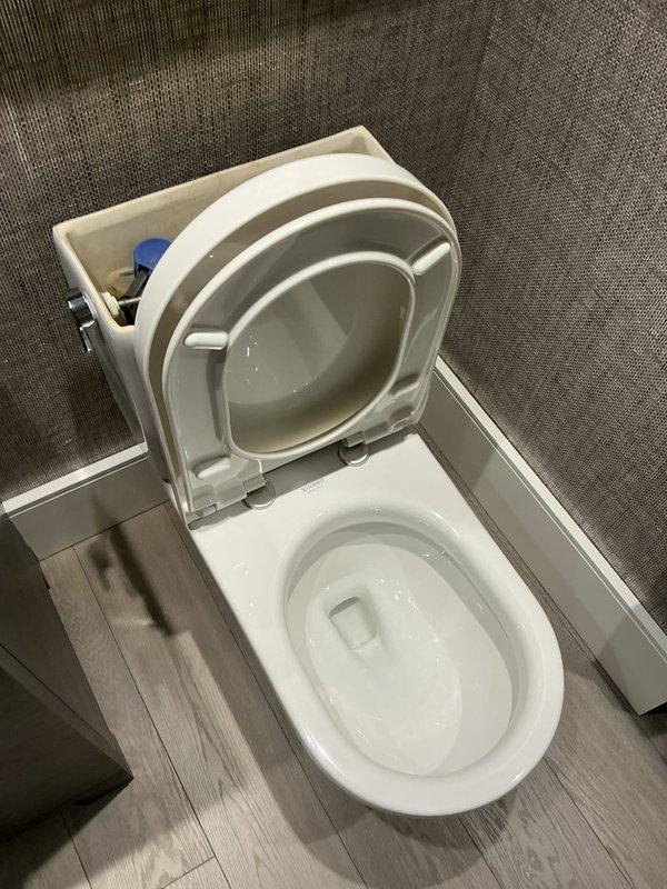 Responded to service call for clogged toilet in residential bathroom. Upon inspection, removed tank lid to assess internal components and flushing mechanism. Cleared obstruction and restored proper toilet function, verifying complete drainage and refill cycle operation before completing service.