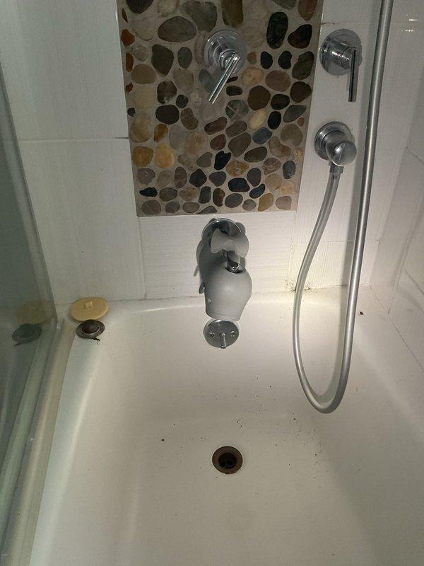 Responded to a completely clogged bathtub drain caused by soil and debris from a dropped planter that had fallen into the fixture. Upon arrival, found the drain was previously slow-draining but now fully obstructed. Utilized professional drain snake equipment to clear the blockage, removing accumulated dirt, plant material, and debris from the drain line. Restored full drainage function and tested water flow to confirm proper operation of the bathtub drain system.