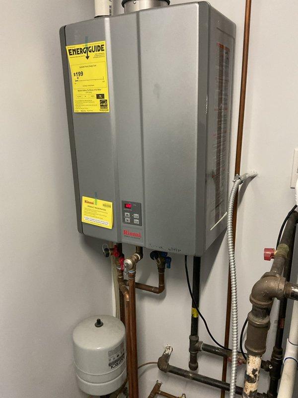 Completed spot repair on rooftop spigot that was experiencing active leaking. Performed comprehensive annual plumbing maintenance inspection, including evaluation of tankless water heater system and associated components. Documented Rinnai tankless unit installation with proper venting, copper supply lines, hot and cold isolation valves, and expansion tank configuration, all found to be in satisfactory operating condition.