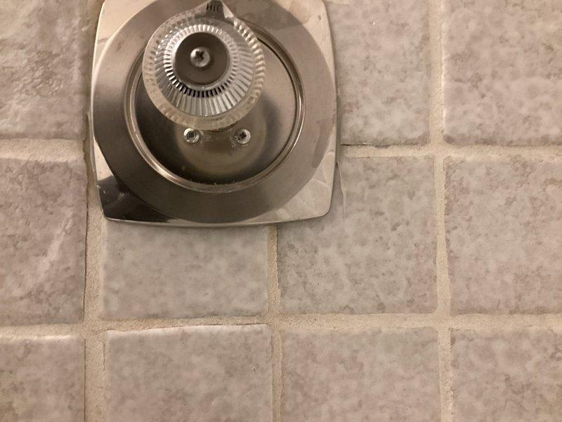 Replaced worn Moen cartridge in bathroom shower fixture to restore proper water flow and temperature control. Verified operation of shower valve assembly and ensured chrome trim components were properly seated against tile wall upon completion.