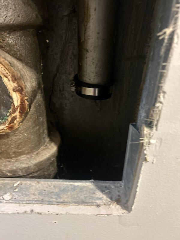 Collected final payment for previously installed sump pump system. Completed installation of bathroom vanities with plumbing connections, including P-trap assembly, supply line hookups, and shut-off valve installation. One vanity remains to be installed pending technician return visit to complete the project per customer request.