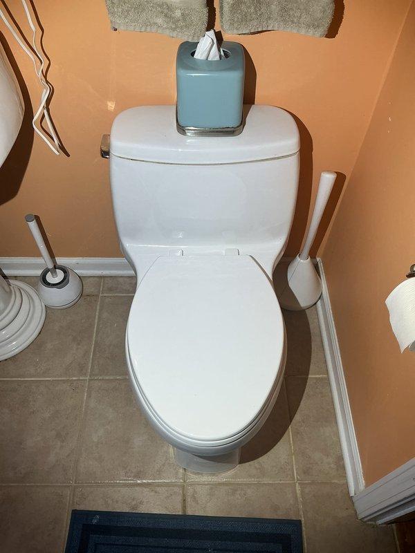Responded to a plumbing service call for a cracked toilet base. Upon inspection, identified a structural crack in the porcelain at the toilet pedestal that compromised the fixture's integrity. Documented the damage with photographs showing the crack pattern and condition of the floor mounting hardware for repair estimate and replacement recommendations.