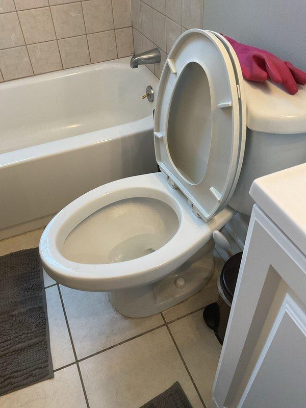 Responded to commercial toilet clog caused by a 3-ounce bottle that was flushed down the fixture. Successfully removed the obstruction and restored normal toilet function, verifying proper drainage and flush operation upon completion.