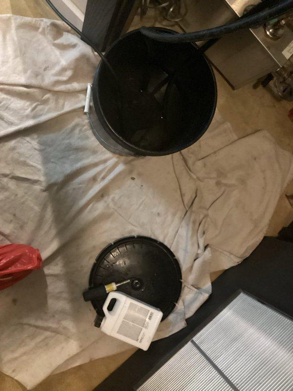Performed comprehensive tankless water heater flush service to remove mineral buildup and maintain optimal unit performance. Connected flush cart with descaling solution to inlet and outlet service valves, circulated cleaning agent through heat exchanger for recommended duration to dissolve calcium and lime deposits. Upon completion, verified proper water flow, checked all connections for leaks, and confirmed unit operation within manufacturer specifications.
