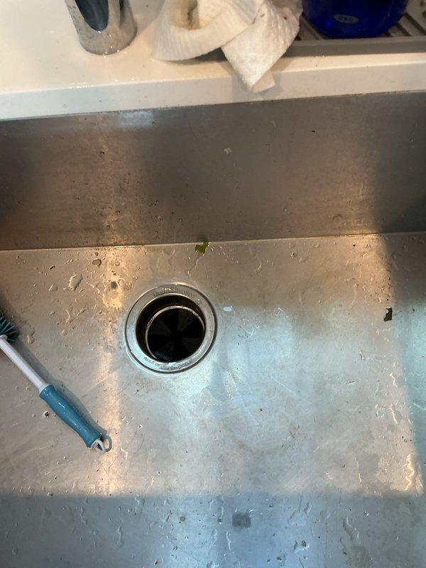 Installed a Badger 5 1/2 HP garbage disposal unit in kitchen sink. Connected new disposal to existing sink drain opening with mounting flange assembly and verified proper operation. Cleaned sink basin and tested unit for leaks and functionality upon completion.