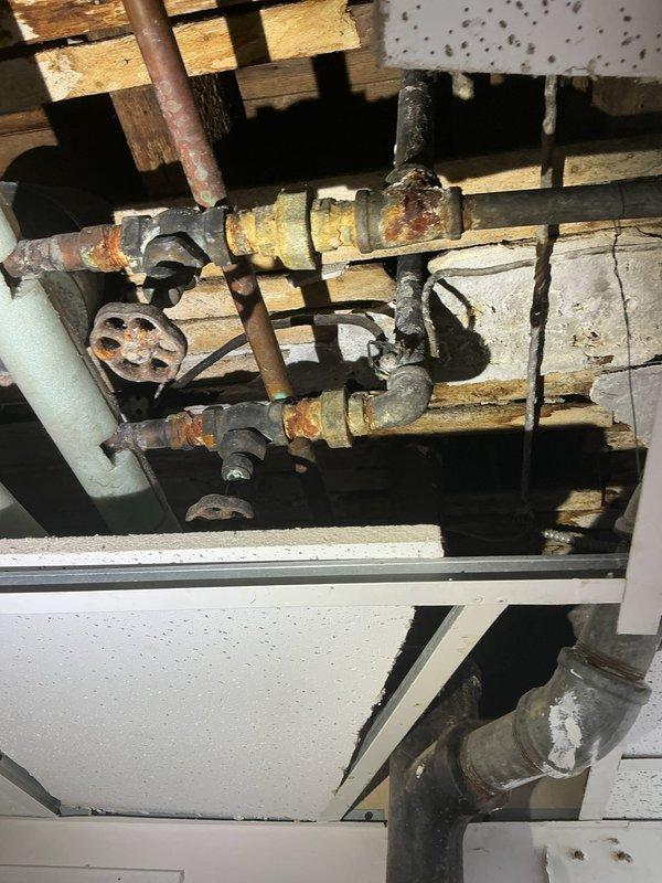 Completed VIP maintenance involving the replacement of corroded galvanized supply piping with copper from the basement through the second floor. Removed heavily rusted galvanized pipes with deteriorated valves and fittings, installed new copper piping with proper supports and connections throughout the vertical run, and ensured all work met code requirements for potable water distribution systems.