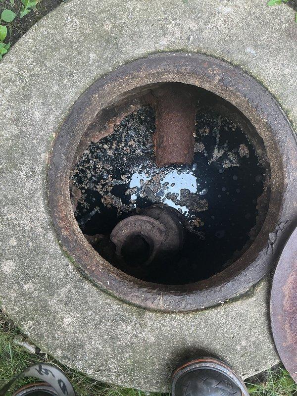 Conducted residential drainage assessment following recent backflow preventer installation that was causing rainwater discharge issues. Inspected outdoor cleanout access point showing standing water, corroded piping, and sediment accumulation indicating compromised drainage capacity. Evaluated backyard drainage system and provided multiple solution options to restore proper stormwater flow while maintaining sewage backflow protection.