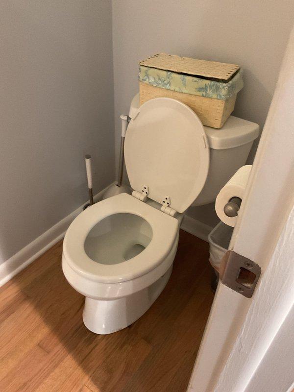 Removed first floor toilet to investigate water backup issues occurring during heavy storms. Inspected drain line and ran camera through the pipe to identify potential blockages or structural problems in the waste line. Determined source of backup around toilet base area and reinstalled toilet upon completion of inspection.