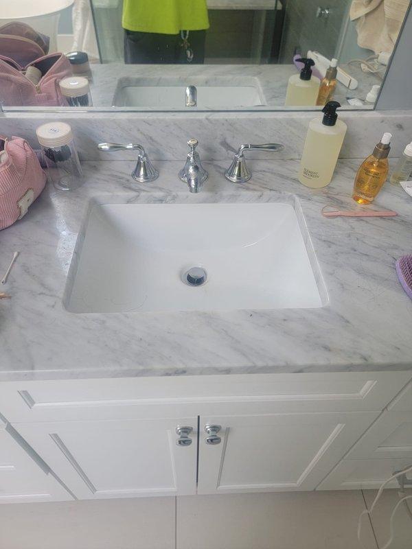 Responded to service call for multiple plumbing concerns including slow-draining bathroom sink, recurring residue rings in toilet, and persistent film buildup in sink and toilet fixtures. Performed thorough drain cleaning of bathroom vanity sink with undermount basin and chrome three-handle faucet assembly. Cleared blockage and restored proper drainage flow. Inspected all affected fixtures for biofilm accumulation and mineral deposits contributing to visible residue issues.

Conducted comprehensive inspection of Navien tankless water heater following reported malfunction where unit failed to produce hot water for approximately 30 minutes three days prior to service visit. Examined unit for error codes, tested ignition sequence, verified gas supply and pressure, checked water flow sensors, and assessed heat exchanger for scale buildup or blockages. Confirmed proper venting and combustion air supply. Tested unit operation through multiple hot water demand cycles to verify restoration of 