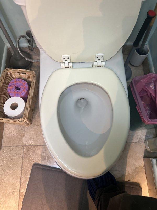 Responded to non-emergency plumbing service call to assess multiple plumbing concerns. Inspected toilet tank interior and identified significant hard water mineral deposits, sediment accumulation, and discolored water within the Crane Plumbing toilet tank. Documented condition of flush valve assembly, fill valve with float mechanism, and flapper chain system, all showing signs of age-related wear and mineral buildup on porcelain surfaces.