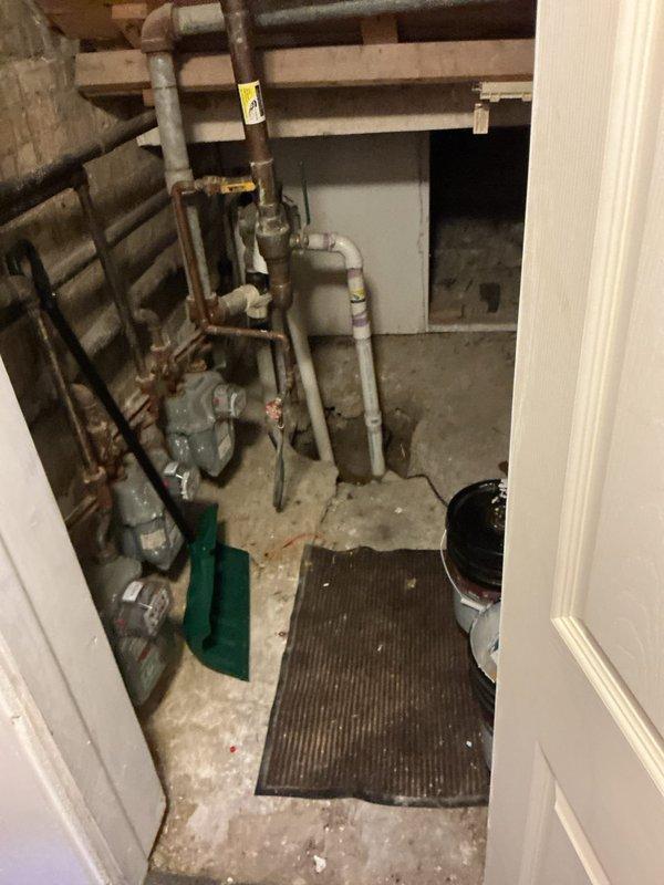 Returned to property to perform sewer line rodding and camera inspection as scheduled. Successfully cleared the main drain line and conducted video inspection to assess pipe condition and identify any underlying issues. Documented plumbing system configuration including newly installed PVC drainage pipes and utility room mechanical equipment for service records.