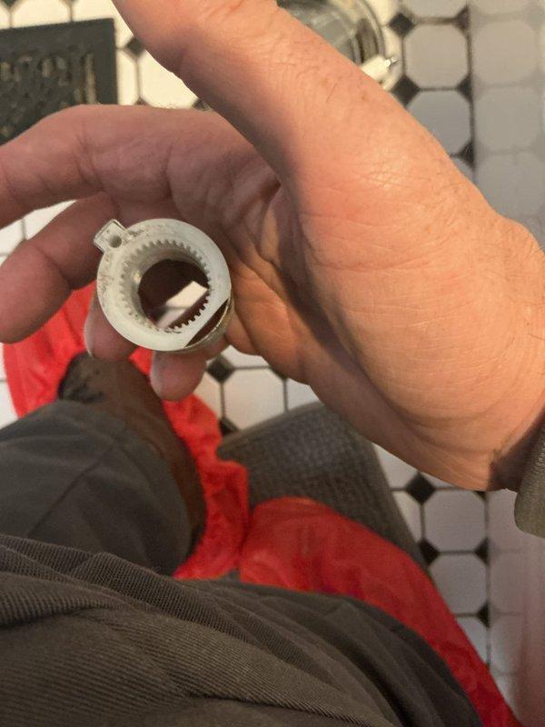 Responded to second floor shower valve issue and successfully removed failed Moen cartridge from the mixing valve assembly. Installed new replacement Moen cartridge and verified proper operation of hot and cold water control. Inspected existing handle trim and adapter components, confirming they remained in serviceable condition and were compatible for continued use with the new cartridge. All work includes a one-year warranty on parts and labor.