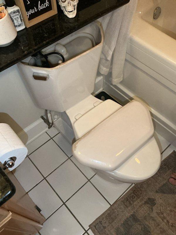Responded to service call for toilet continuously running and overflowing, triggering the overflow mechanism in the tank and resulting in high water consumption. Diagnosed faulty fill valve and flapper assembly causing constant water flow. Performed repairs to toilet tank components to restore proper fill cycle and eliminate overflow condition.