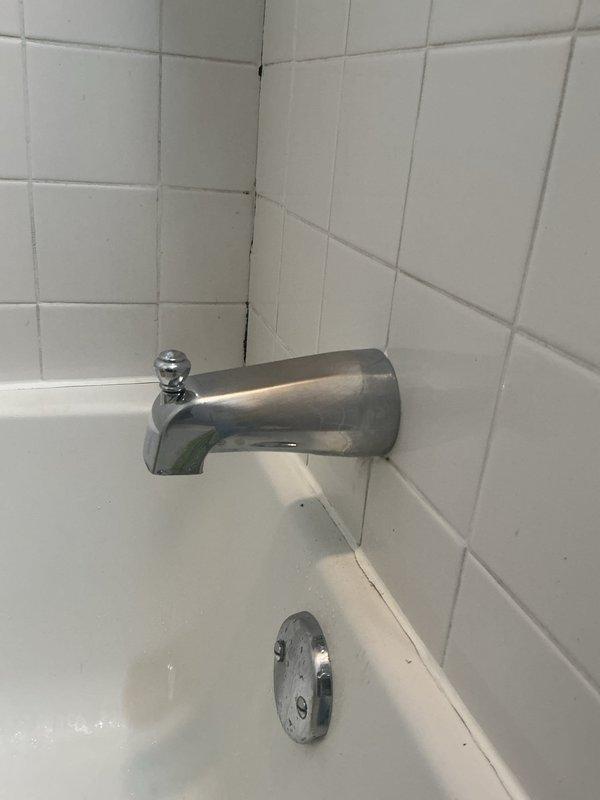 Removed the existing tub diverter spout and installed the customer-supplied diverter spout, then tested for proper operation and diversion to the shower. Applied silicone sealant around the footprint of the new spout to prevent water intrusion at the wall. Installation is covered by a 1-year warranty; the customer-supplied part carries no warranty.