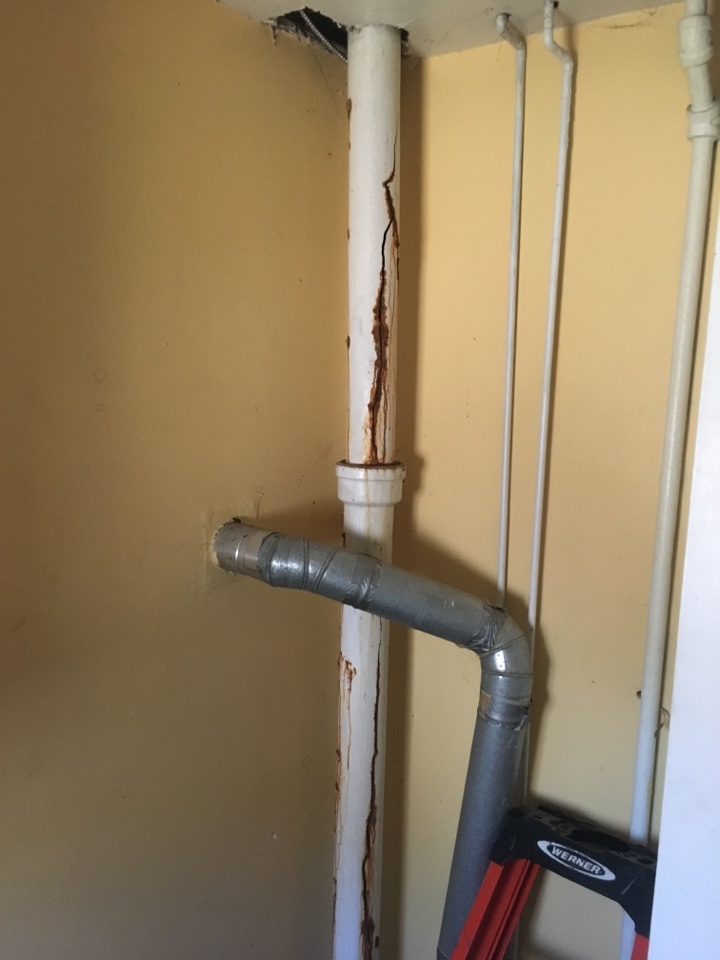 Replace 4" cast-iron drain pipe from first floor to second floor.