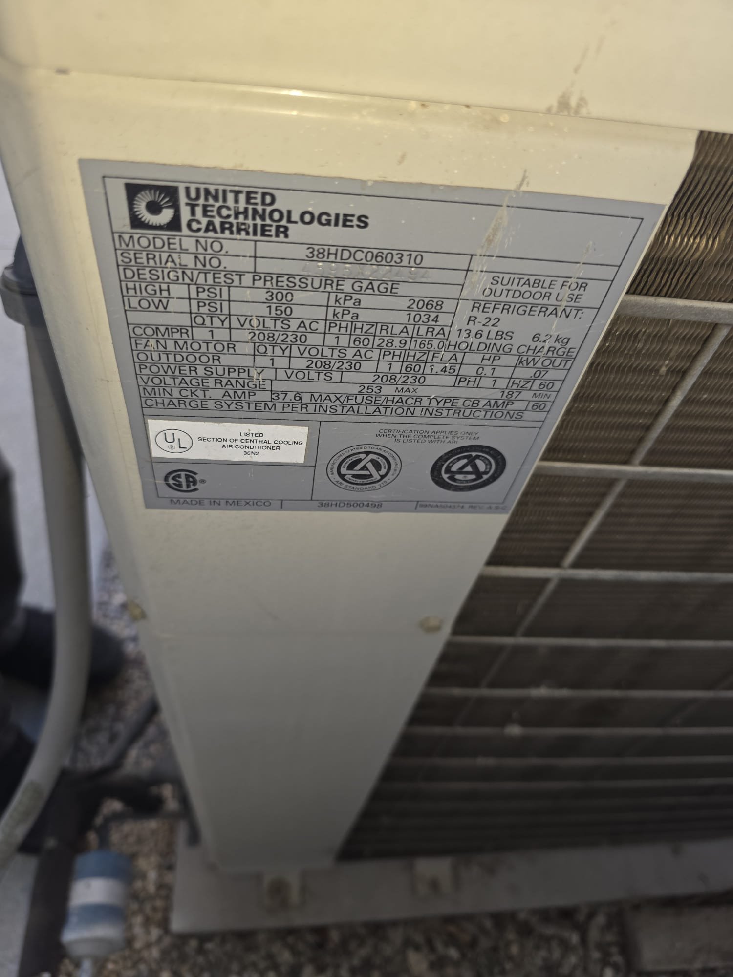 Upon arrival, I diagnosed a 1995 Carrier Split system that wasn't cooling. Power reached the indoor unit but failed to transmit to the condenser, fan motor, and compressor. Testing revealed a failed dual run capacitor. After replacing it, I ensured no other issues existed. The system performed well, but the return air volume was insufficient for the 5-ton system's capacity. I recommend adding a third return and optimizing duct distribution. Given the system's age, consider a replacement for better efficiency and potential rebates.