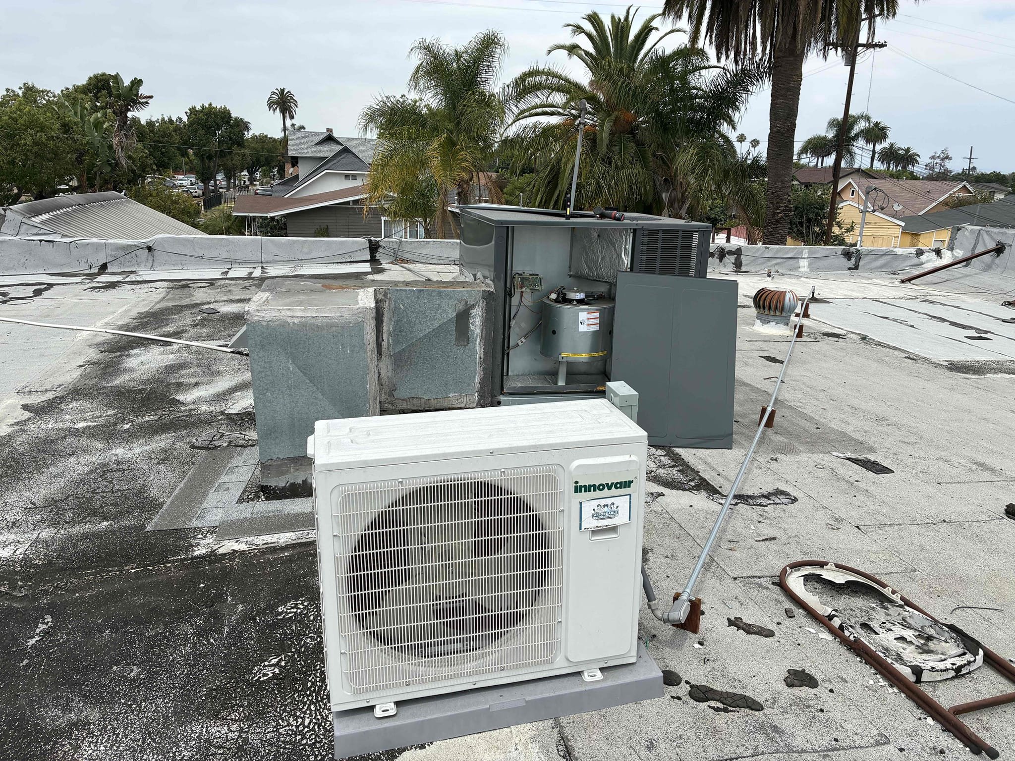 I conducted a thorough maintenance and safety inspection on the 2025 package unit and mini split system. The package unit was operational, but the blower wheel had accumulated dust and debris, requiring cleaning. The evaporator coil was also dirty, necessitating a clean to ensure proper airflow and efficiency. The air filters, which use three 12x24x1 filters, needed replacement. For safe access, a tall A-frame ladder was required. The mini split system operated correctly, but the client reported an intermittent loud noise. Despite attempts, the noise could not be replicated during the inspection. I advised the client to record a video if the noise reoccurs for proper diagnosis.