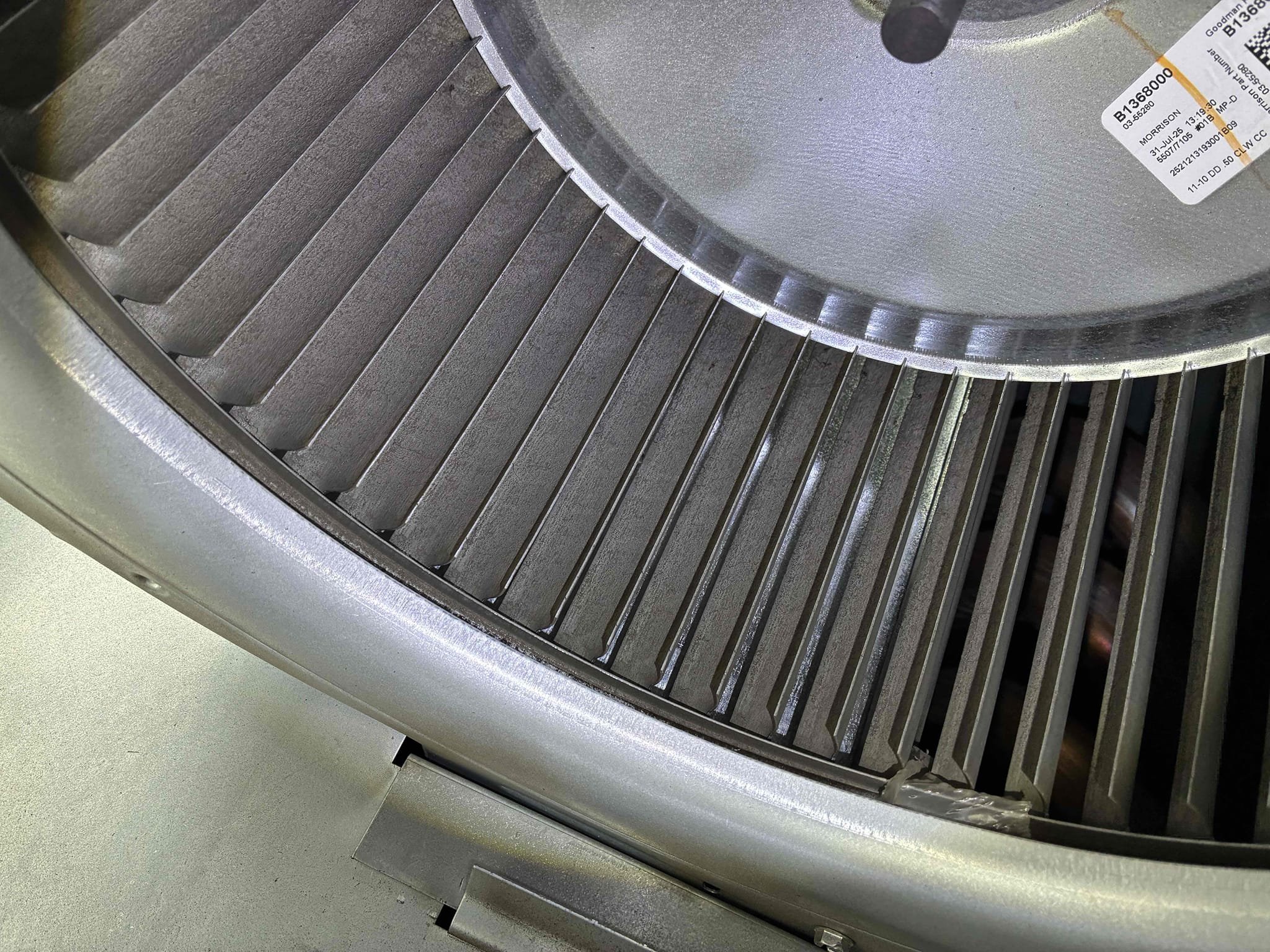 I conducted a thorough maintenance and safety inspection on the 2025 package unit and mini split system. The package unit was operational, but the blower wheel had accumulated dust and debris, requiring cleaning. The evaporator coil was also dirty, necessitating a clean to ensure proper airflow and efficiency. The air filters, which use three 12x24x1 filters, needed replacement. For safe access, a tall A-frame ladder was required. The mini split system operated correctly, but the client reported an intermittent loud noise. Despite attempts, the noise could not be replicated during the inspection. I advised the client to record a video if the noise reoccurs for proper diagnosis.