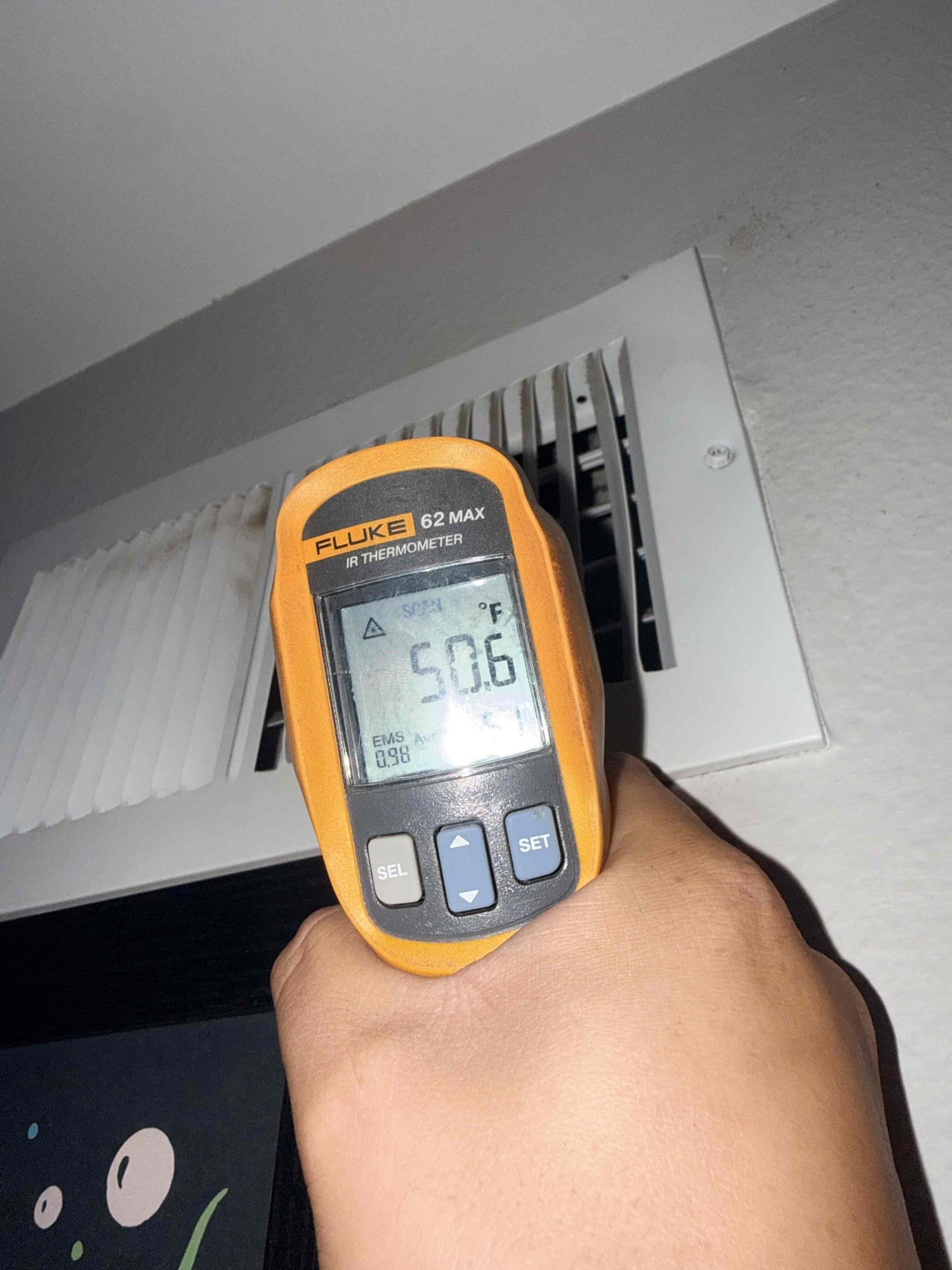 Upon receiving the customer's report about inadequate cooling in the main bedroom compared to other areas, I conducted a comprehensive inspection. The air filter was clean, and the air ducts were free from any crimps or blockages. I measured the static pressure at 0.33, which is significantly below the system's maximum external static pressure of 0.8, confirming robust airflow capacity. Temperature differentials were tested at 18 degrees, indicating strong airflow. Despite the system performing well, the customer expressed a desire for improved airflow to the bedroom. To address this, I recommended installing an additional air duct specifically for that room to enhance cooling efficiency.