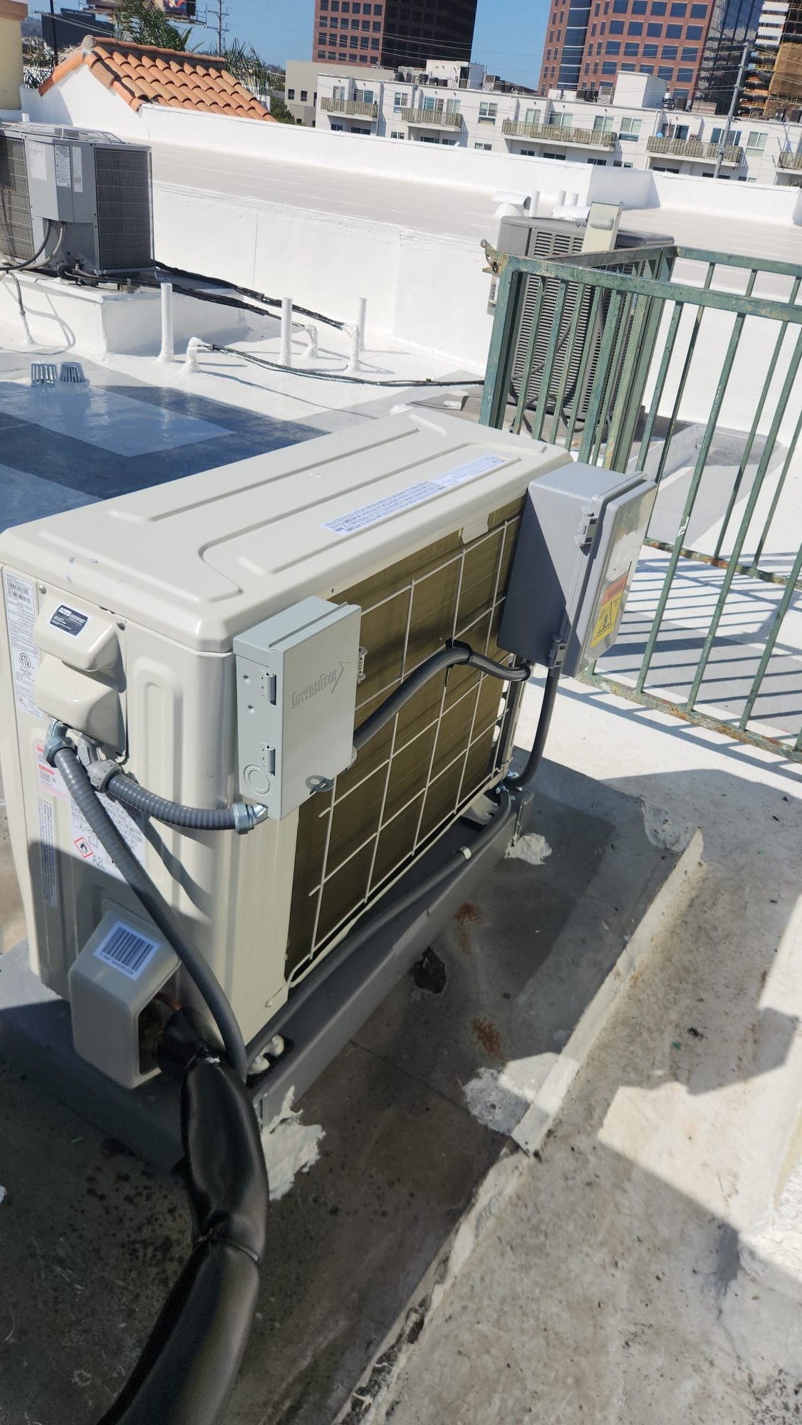 We completed a heat pump changeout, connecting a 115V/220V air handler to existing electrical connections. The old equipment was removed and hauled away. We installed a 2-ton 18 SEER Carrier inverter heat pump condenser and a matching air handler. Additional installations included electrical service disconnect boxes, electrical whips, a condensation line, and a drain pan. We also performed five rotobrush duct cleanings, provided a free first filter, and sealed registers. The system was connected to existing low voltage lines and supply plenums.