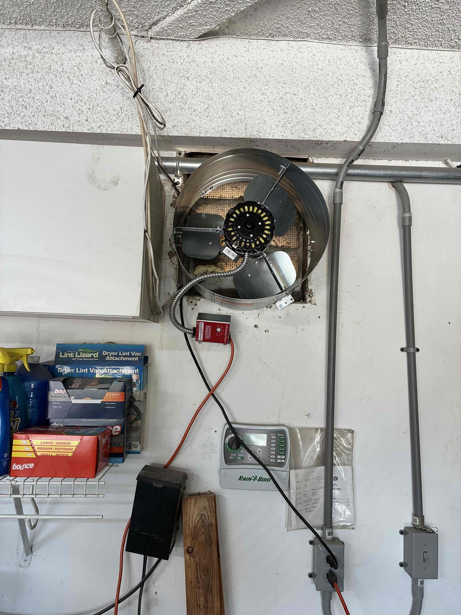 I replaced and installed attic fans, removing two existing ones and installing a new Master Flow fan in the garage. The right-side fan was also replaced, and a new fan was installed on the left side. This involved framing, wiring, and securing wiring per code. All equipment was tested for proper operation, ensuring effective attic ventilation to reduce temperatures and improve airflow.