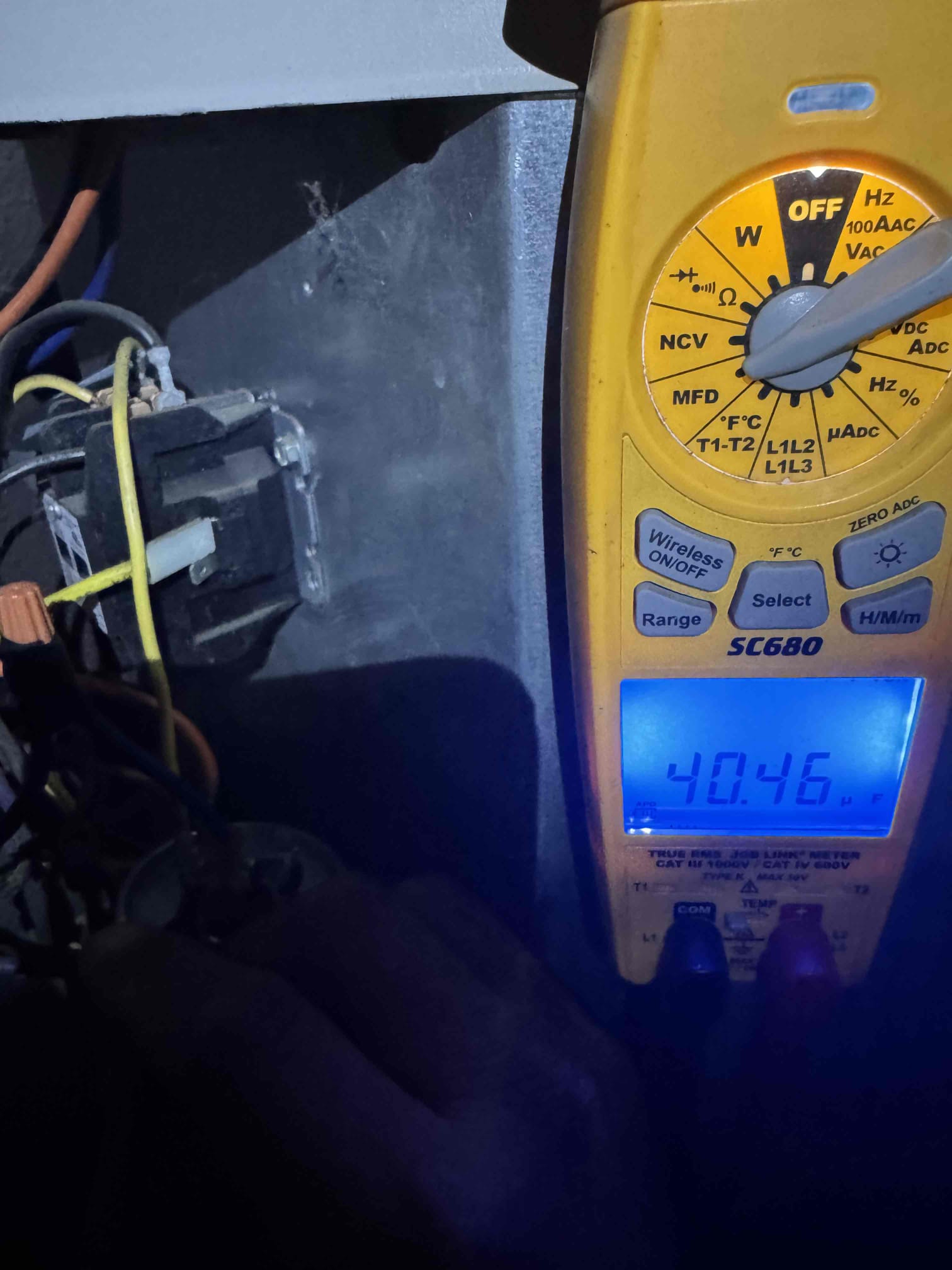We performed a diagnostic on a 2.5-ton Nordyne R-410A split system from around 2007. The system was not cooling effectively, with a temperature split far below normal. Suction pressure was 38.7 psig and discharge pressure 204.1 psig, with a superheat of 79.6°F and subcooling below normal. The compressor was drawing 5.6 amps with an inrush of 7.72 amps. Standing pressures were 201 psig on both sides, indicating a refrigerant shortage. The system requires up to 6 pounds of R-410A to restore operation. This estimate does not include leak detection, repair, recovery, evacuation, or modifications. No guarantee can be provided due to the age and condition of the equipment. We performed a diagnostic on a 2.5-ton Nordyne R-410A split system from around 2007. The system was not cooling effectively, with a temperature split far below normal. Suction pressure was 38.7 psig and discharge pressure 204.1 psig, with a superheat of 79.6°F and subcooling below normal. The compressor was drawing 5.6 amps with an inrush of 7.72 amps. Standing pressures were 201 psig on both sides, indicating a refrigerant shortage. The system requires up to 6 pounds of R-410A to restore operation. This estimate does not include leak detection, repair, recovery, evacuation, or modifications. No guarantee can be provided due to the age and condition of the equipment.