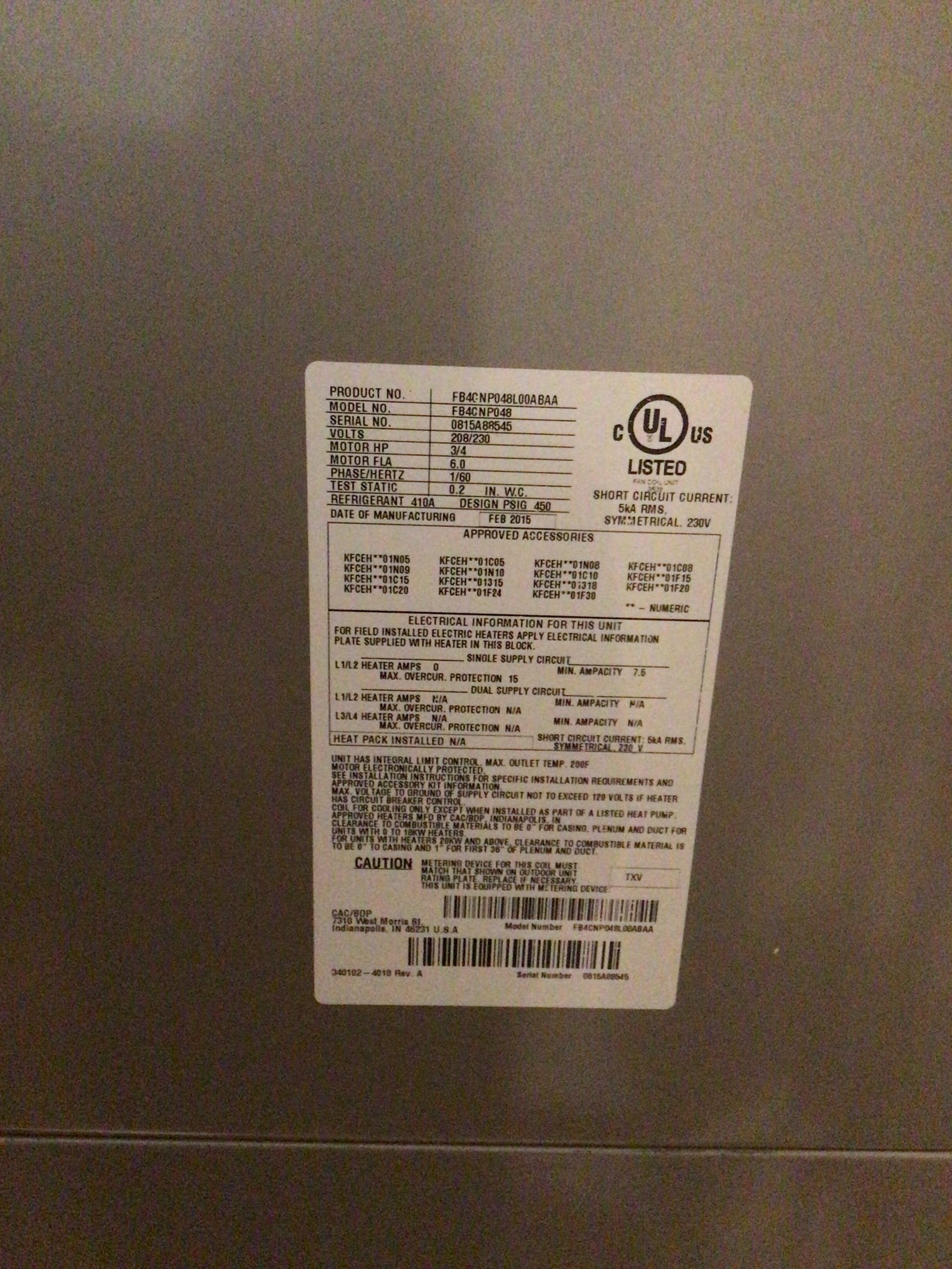 Los Angeles, CA - I conducted a maintenance and safety inspection on the 2016 Carrier heat pump. The system started up and cooled normally. The evaporator coil still had biological growth, necessitating a professional cleaning. Indoor electrical components were fine. Refrigerant pressures were 70 psig suction and 216 psig head pressure, but mild outdoor temperatures made accurate evaluation difficult. Recommend rechecking refrigerant charge on a warmer day and performing a thorough evaporator coil cleaning.