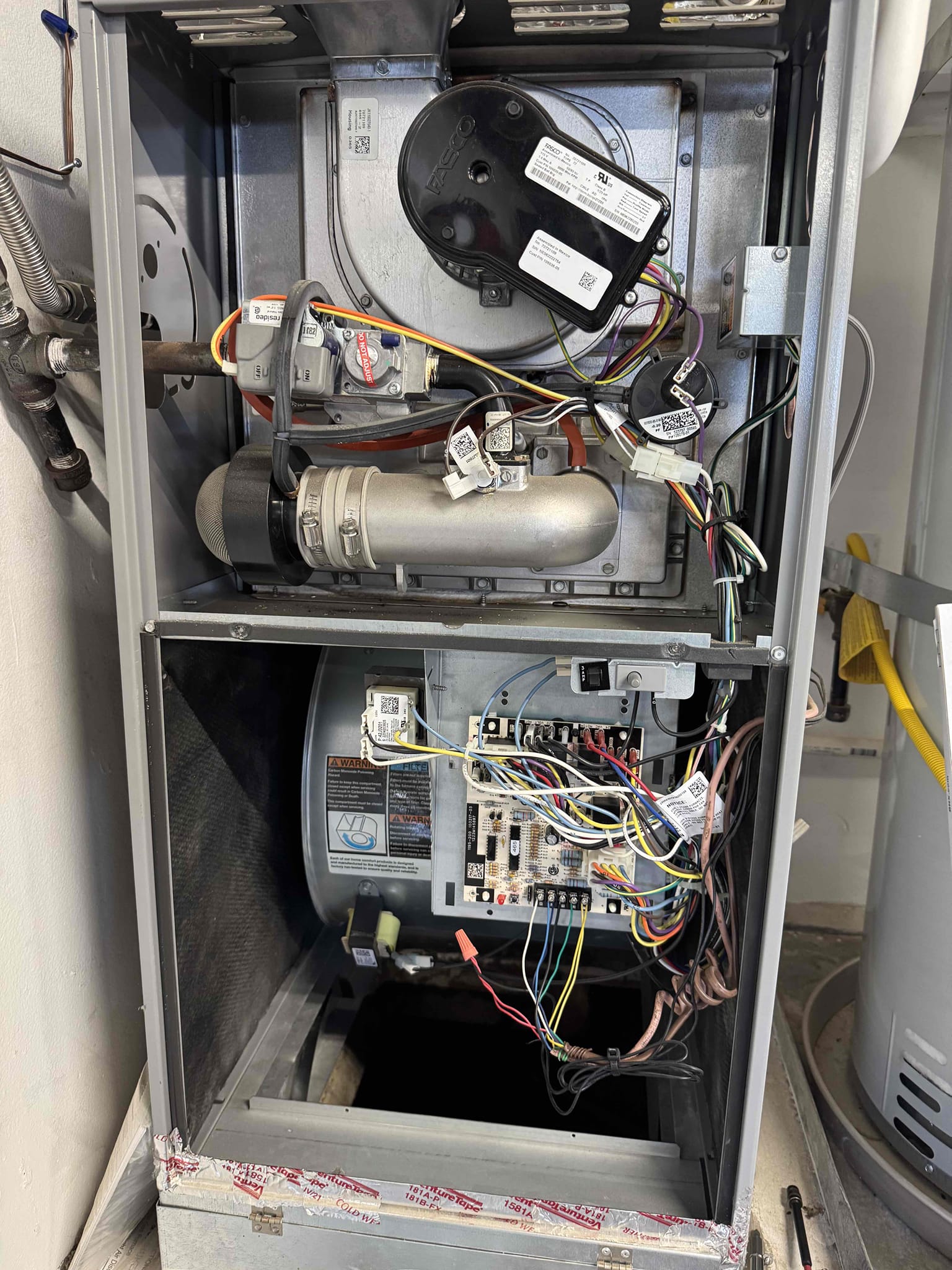 I conducted preventative maintenance on the AC Pro inverter split system, ensuring optimal performance. The system displayed a stable 20.4°F temperature split, confirming efficient cooling. The indoor blower assembly was inspected, with the blower wheel found clean, requiring no immediate cleaning. The evaporator coil cabinet, condensate drain, and safety float switch all functioned correctly. The outdoor condenser showed accumulated dirt and debris, slightly restricting airflow. While the system operates normally, a deep cleaning of the condenser is recommended to restore airflow and maintain peak efficiency. The existing 16x25x1 air filter was also inspected.