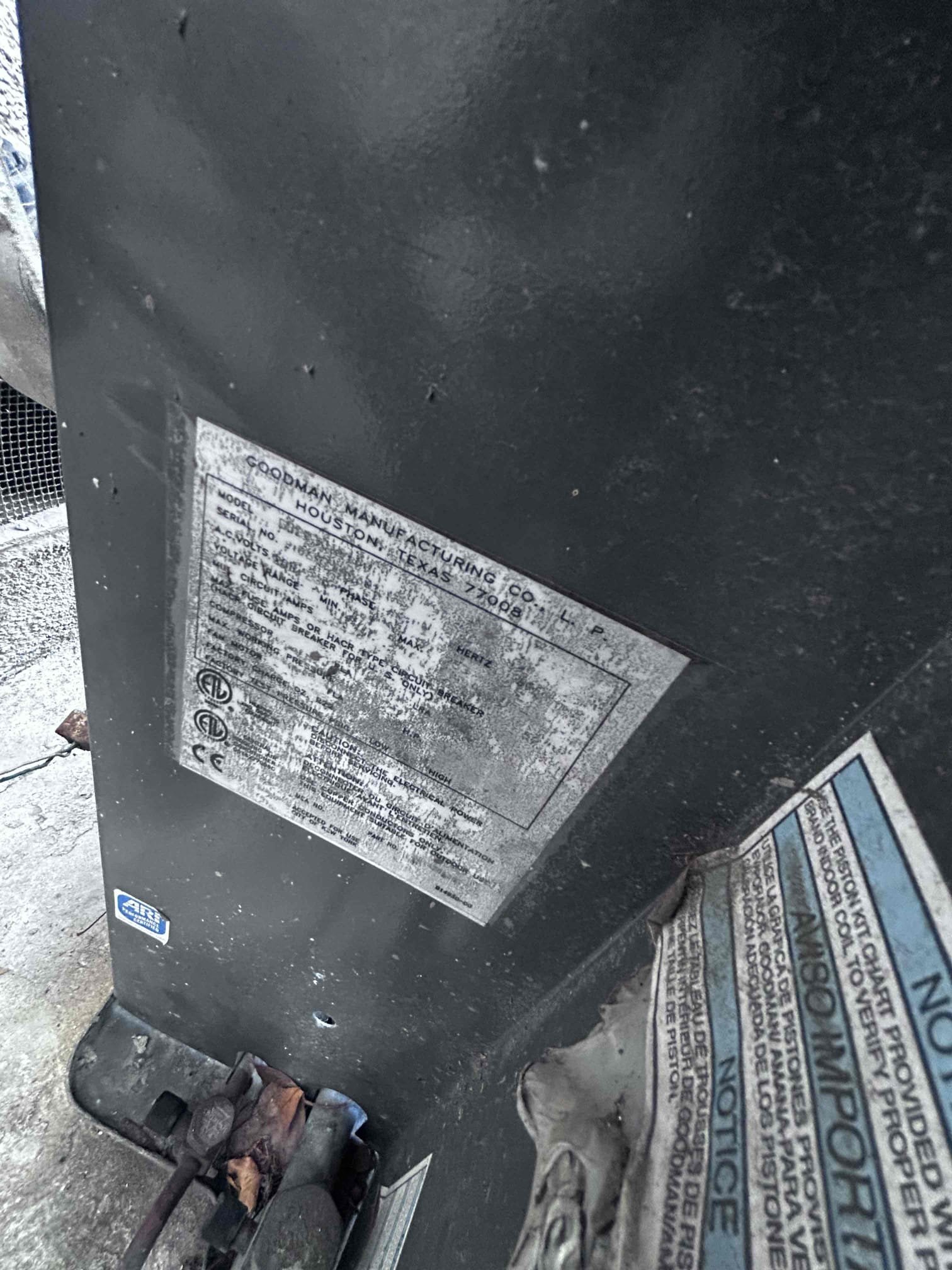 Upon arrival, the AC system was not cooling. The condenser unit was not operational due to a tripped 50-amp main breaker. After resetting the breaker, the cooling system functioned, but the condenser fan motor exhibited higher-than-normal amperage draw. The system was also low on R22 refrigerant, which has been phased out since 2010. The unit was noticeably dirty, necessitating a deep clean. Given the system's age and condition, I recommend replacing the condenser fan motor and topping off the R22 refrigerant. Due to the system's age, I strongly advise considering new equipment for a more reliable and efficient solution.