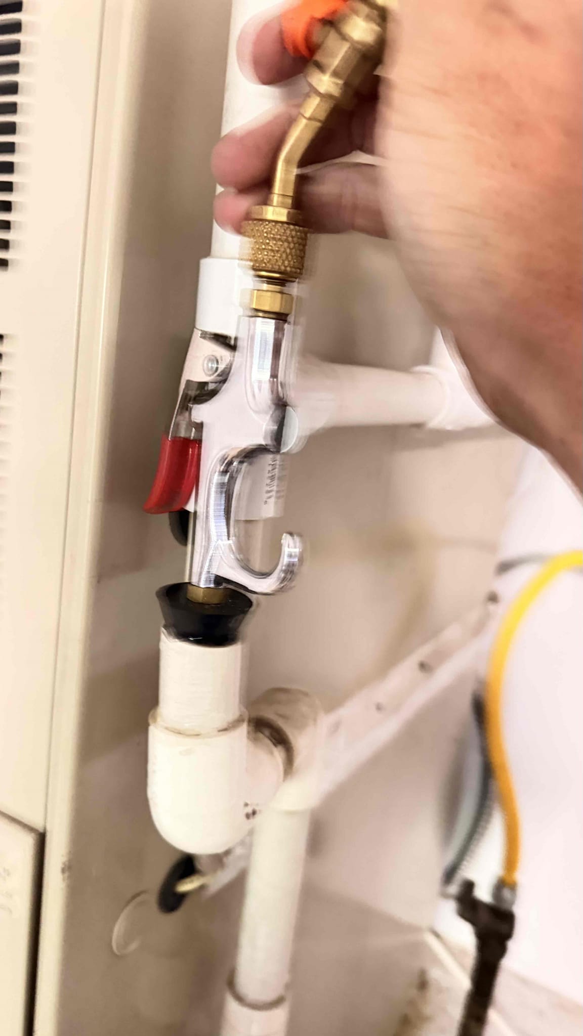 I carefully inspected the condensation line to identify any blockages or debris. Using specialized tools, I methodically blew out the line to ensure it was completely clear. This process involved inserting a thin, flexible tube into the line and applying compressed air to dislodge any obstructions. After ensuring the line was free of blockages, I checked for any leaks or damage and made necessary adjustments. The condensation line is now functioning optimally, ensuring efficient drainage and preventing potential water damage.