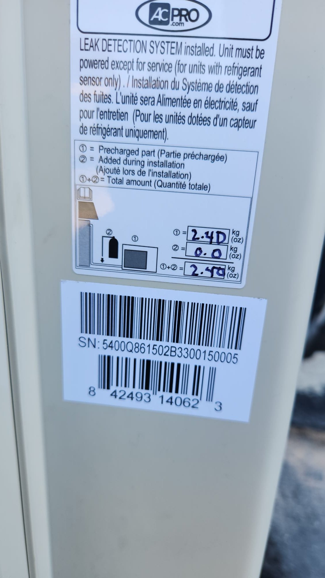 On the installation date, I completed the setup of a 27,000 Btu, 20 SEER2 AC PRO multi-zone mini-split heat pump condenser. This involved installing a 12,000 Btu indoor air handler in the living room and a 9,000 Btu indoor air handler in two adjacent rooms. I also installed an electrical service disconnect box, electrical whip, line, and breaker. Additionally, I installed line-set for the mini-split, covered it with plastic, and set up the condenser pad and condensation pump. I blew out the existing condensation line as part of the preparation. A new voltage monitor surge protector was also installed. The work included labor and materials, covered by the AC PRO Standard Warranty with a 1-year labor warranty.