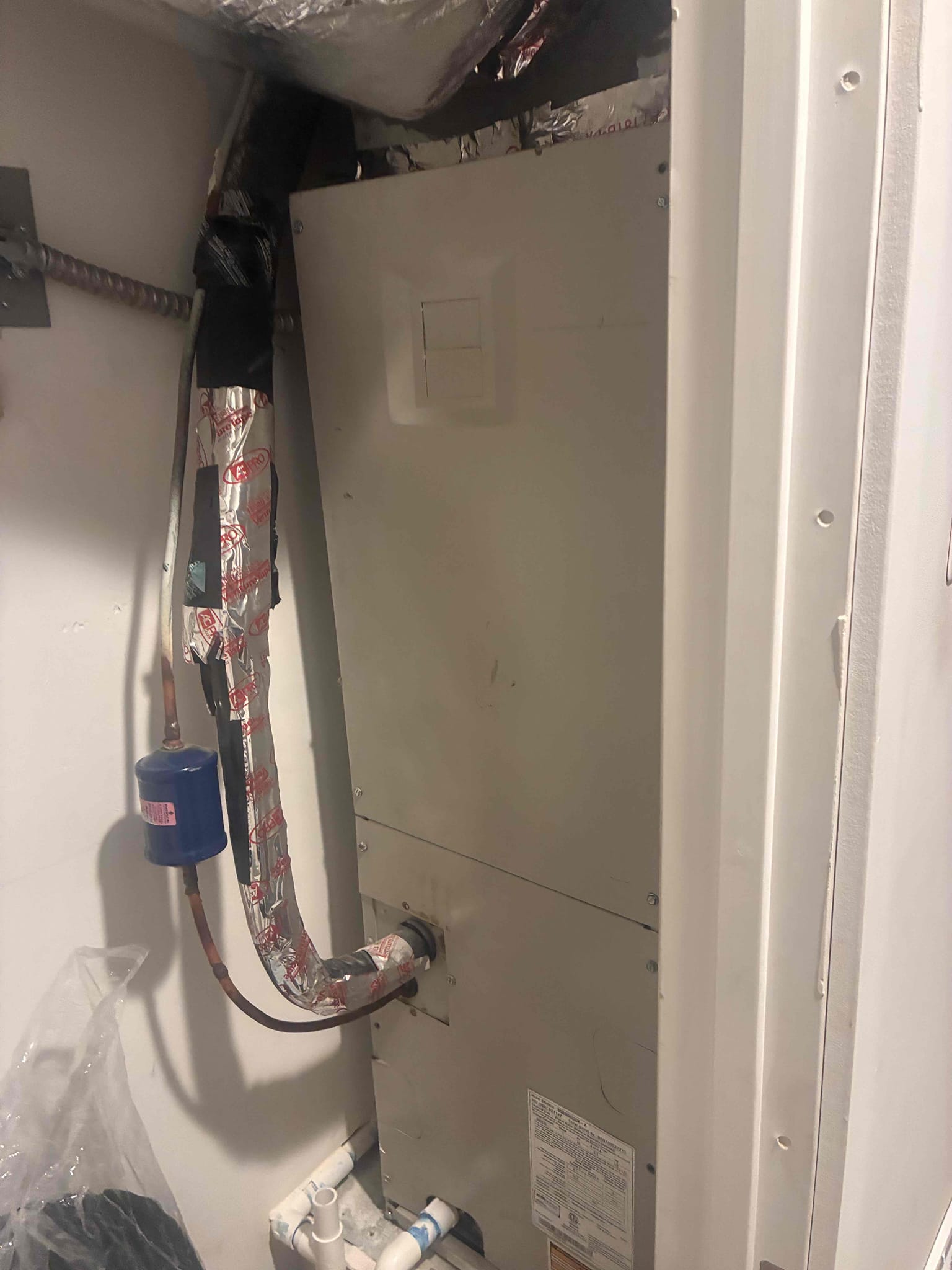 Upon inspection, the condensate drain line was found to be obstructed, preventing the proper drainage of condensation water from the HVAC system. This blockage can lead to water accumulation in the drain pan, potentially causing leaks or water damage around the equipment. I carefully cleared the blockage and used a specialized tool to blow out the line, ensuring it was free of any debris. Following this, I tested the system with water to confirm that the condensate was flowing correctly to the designated termination point, restoring the system's functionality and preventing future issues.