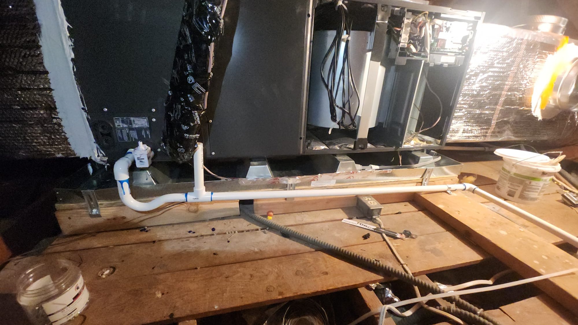 We successfully completed a comprehensive heat pump conversion and duct installation. We removed and disposed of the old equipment, then connected the new 115V/220V air handler to the existing electrical connection. A 5-ton 17.5-19 SEER2 Carrier Performance Inverter Heat Pump Condenser was installed, along with a matching Carrier Performance Air Handler. We installed R8 supply ducts, return cut-in, electrical service disconnect boxes, electrical whips, and a drain pan. The condensation line was blown out, and new supply plenum, line-set, and line-set cover were added. The condenser pad, electrical pigtail, SS2 safety shut-off switch, and Carrier thermostat were also installed. Payment terms include a 10% deposit, 70% upon crew arrival, and 20% upon equipment start-up.