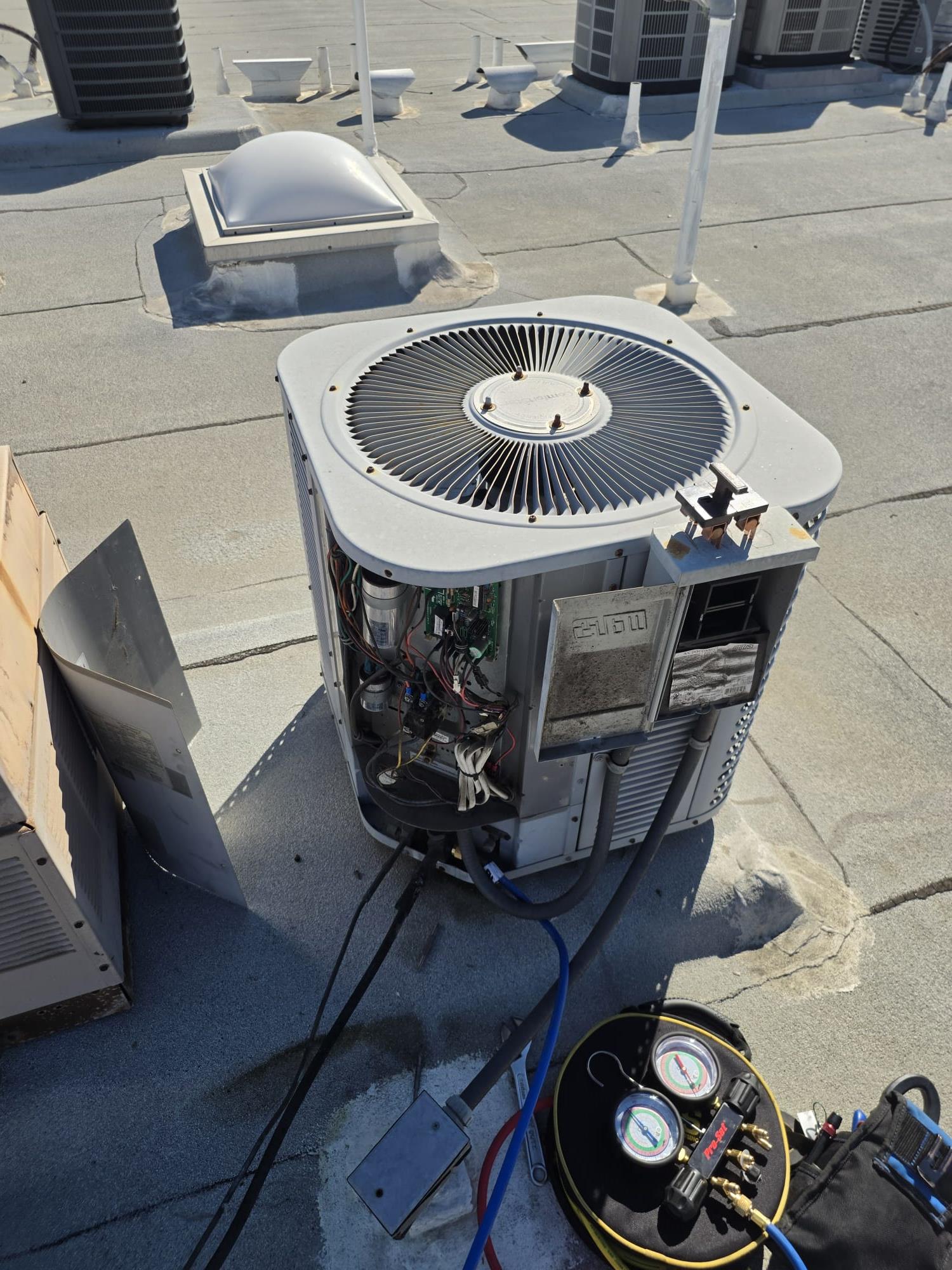 During the service inspection, I identified several critical issues with the system. The outdoor condenser had a faulty start capacitor and relay, which were both non-functional. Additionally, the contactor was severely pitted, compromising its ability to operate effectively. To rectify these issues, I replaced the bad start capacitor and relay with new components. Furthermore, the contactor was replaced with a 2-pole contactor to ensure reliable operation. These repairs were essential to restore the system's functionality and efficiency.