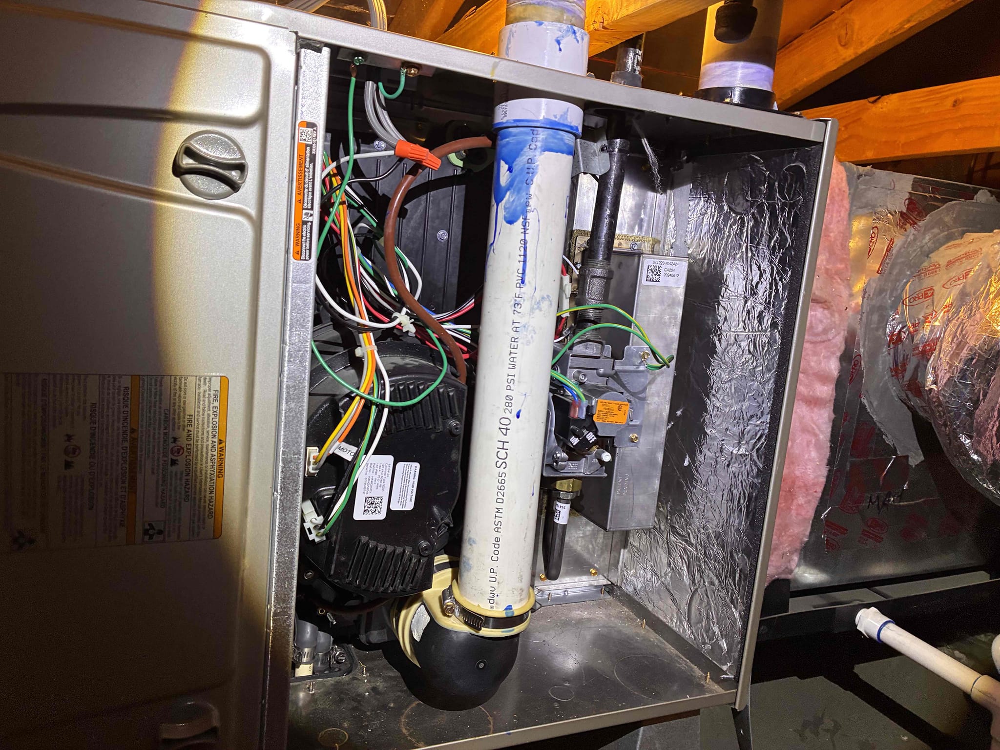 During the inspection of the 2019 Carrier Ultra-Low NOx Furnace, it was evident that the system has faced persistent heating issues since its installation. Despite multiple repairs by various HVAC companies, including the replacement of capacitors, control boards, and other components, the furnace continues to operate intermittently. In April 2026, we replaced the burner box, flame sensor, igniter, limit switch, pressure transducer, and inducer motor, yet the problems persist. Given the extensive repair history, we recommend a Carrier-authorized technician evaluate the furnace to identify the root cause. Additionally, we suggest considering a replacement with a new heat pump system to ensure reliable heating and cooling, as continuing to replace parts without addressing the underlying issue is not advisable.