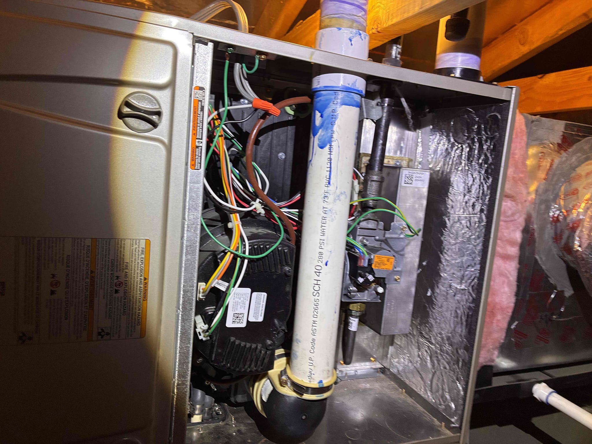During the inspection of the 2019 Carrier Ultra-Low NOx Furnace, it was evident that the system has faced persistent heating issues since its installation. Despite multiple repairs by various HVAC companies, including the replacement of capacitors, control boards, and other components, the furnace continues to operate intermittently. In April 2026, we replaced the burner box, flame sensor, igniter, limit switch, pressure transducer, and inducer motor, yet the problems persist. Given the extensive repair history, we recommend a Carrier-authorized technician evaluate the furnace to identify the root cause. Additionally, we suggest considering a replacement with a new heat pump system to ensure reliable heating and cooling, as continuing to replace parts without addressing the underlying issue is not advisable.