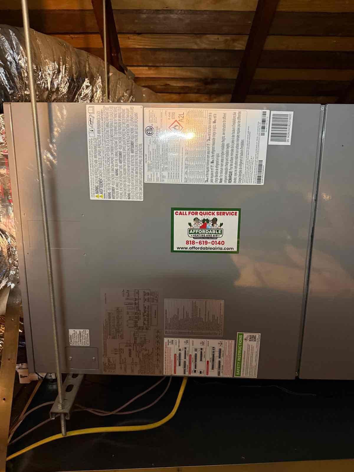We completed a comprehensive heat pump conversion, eligible for LADWP rebates, valued at approximately $5000. The installation involved removing and disposing of existing equipment. We connected a 115V/220V air handler to the existing electrical connection and installed a 5 TON 15.2-18 SEER Carrier inverter heat pump condenser and matching air handler. Electrical service disconnect box, whip, condensation line, drain pan, condenser pad, and pig tail were also installed. A SS2 safety shut-off switch was added. The customer used their own thermostat, connected to the existing low voltage line and supply plenum. Carrier standard warranties and a 2-year extended labor warranty are included.