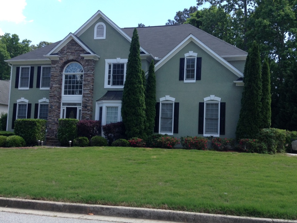 Stone Mountain, GA - Re-roofing done in moire black color shingles Stone Mountain, GA - Re-roofing done in moire black color shingles