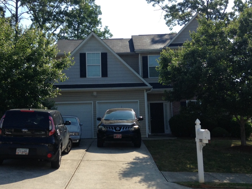 Douglasville, GA - Re-roofing done in moire black color shingles Douglasville, GA - Re-roofing done in moire black color shingles