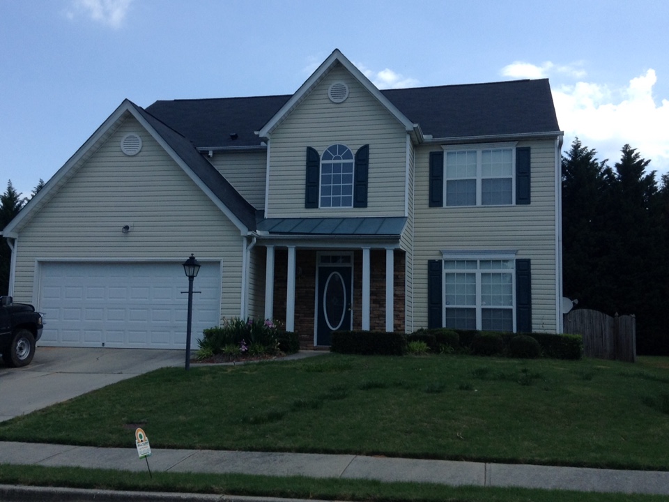 Loganville, GA - Roof replacement done in moire black color shingles Loganville, GA - Roof replacement done in moire black color shingles
