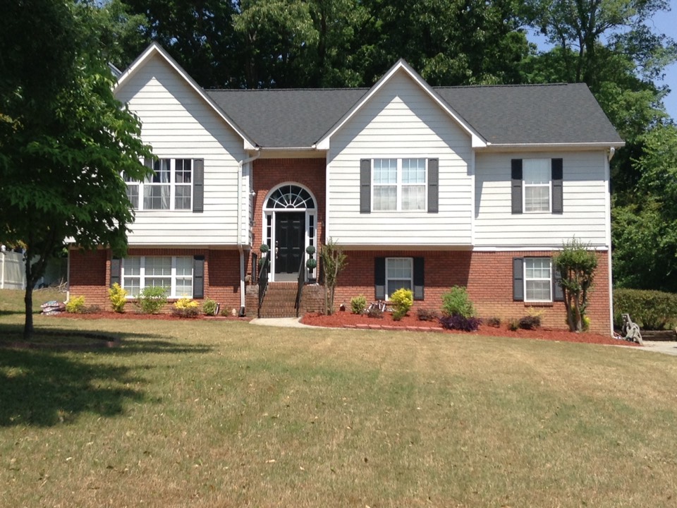 Snellville, GA - Roof replacement done in moire black color shingles Snellville, GA - Roof replacement done in moire black color shingles