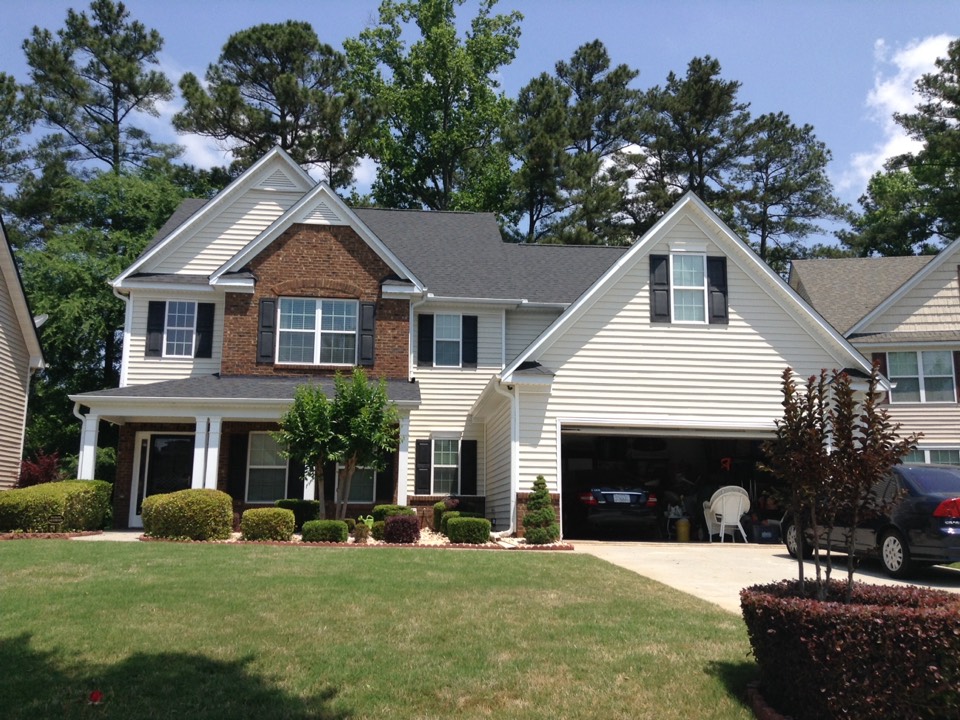 Snellville, GA - Re-roofing done in moire black color shingles Snellville, GA - Re-roofing done in moire black color shingles