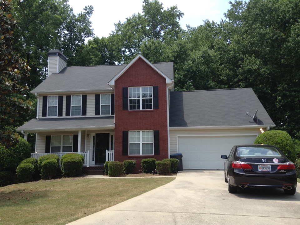 Loganville, GA - Roof replacement done in moire black color shingles Loganville, GA - Roof replacement done in moire black color shingles