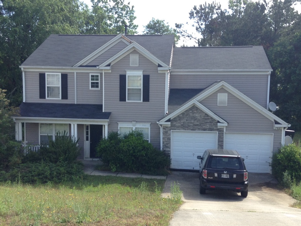 Powder Springs, GA - Reroofing done in moire black color shingles Powder Springs, GA - Reroofing done in moire black color shingles