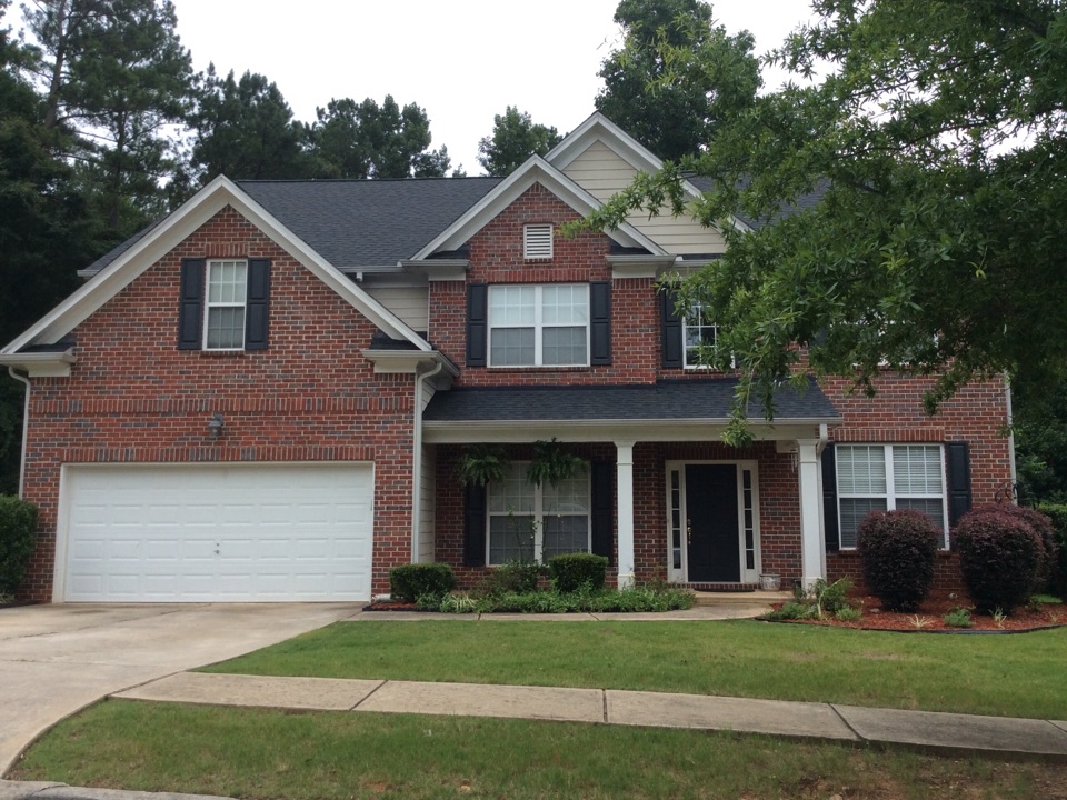 Snellville, GA - Roof replacement done in moire black color shingles Snellville, GA - Roof replacement done in moire black color shingles